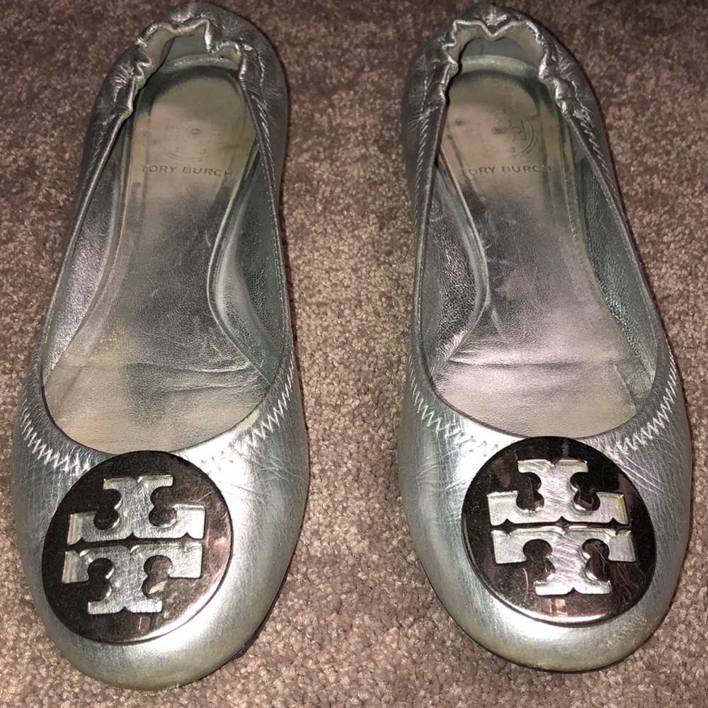 Tory Burch silver flats 6.5